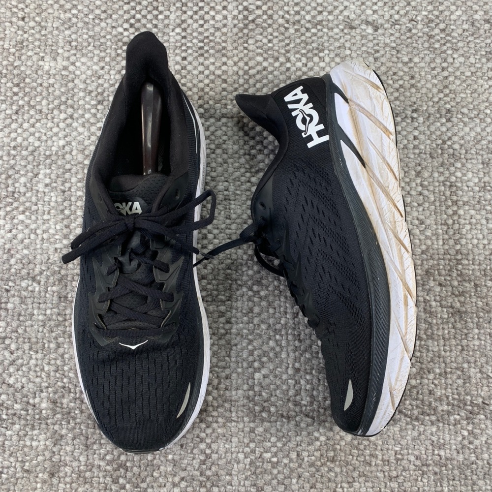 Hoka Clifton 8 Running Shoes Mens 13 Black White 1119393 BWHT Sneakers Walking
